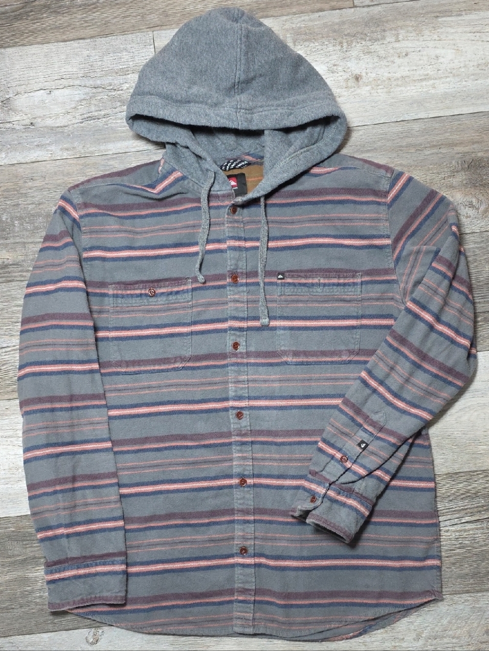 Quiksilver | Pelican Hooded Longsleeve Button-up Shirt Sz XL
